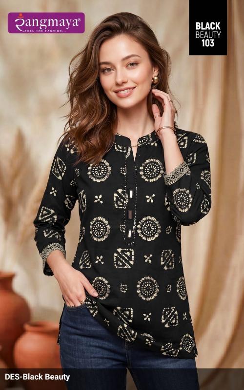 Rangmaya black beauty short top jaipur wholesale kurtis indiamart